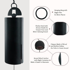 Close-up of ASTARIN wind chimes showing deep tone tubes