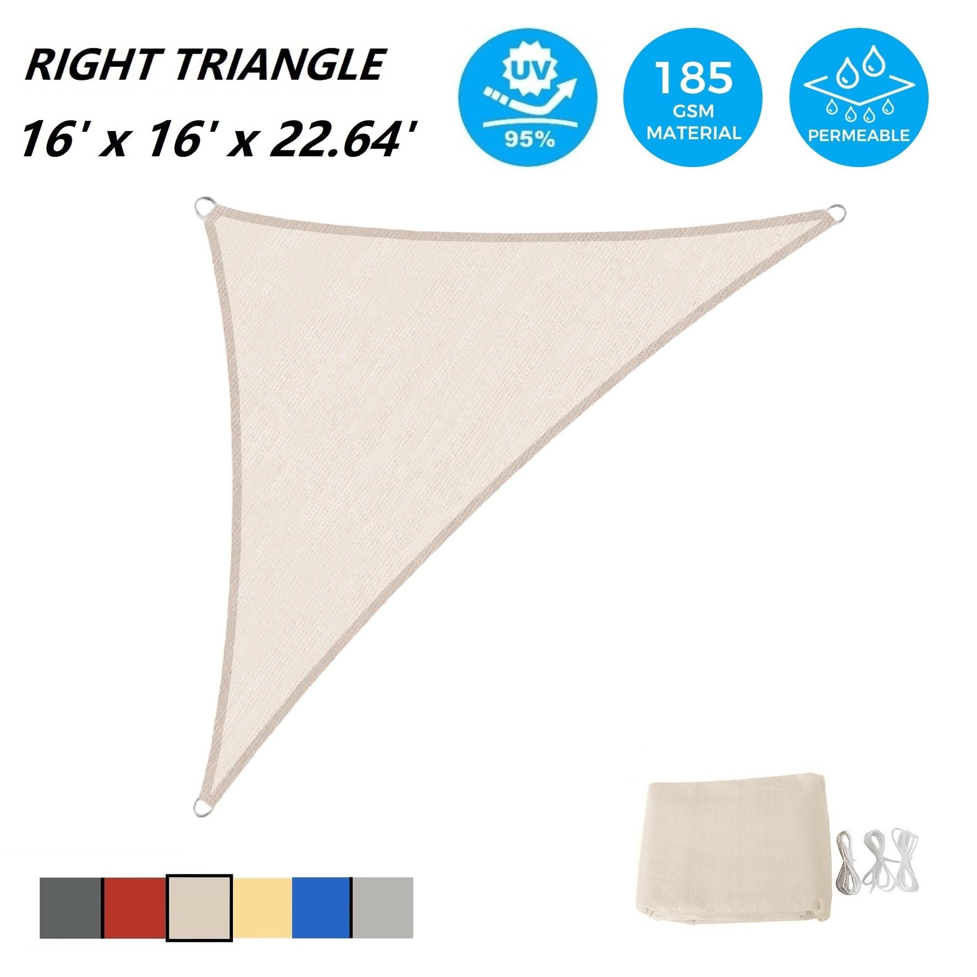 Close-up of AsterOutdoor shade sail stitching and D-ring