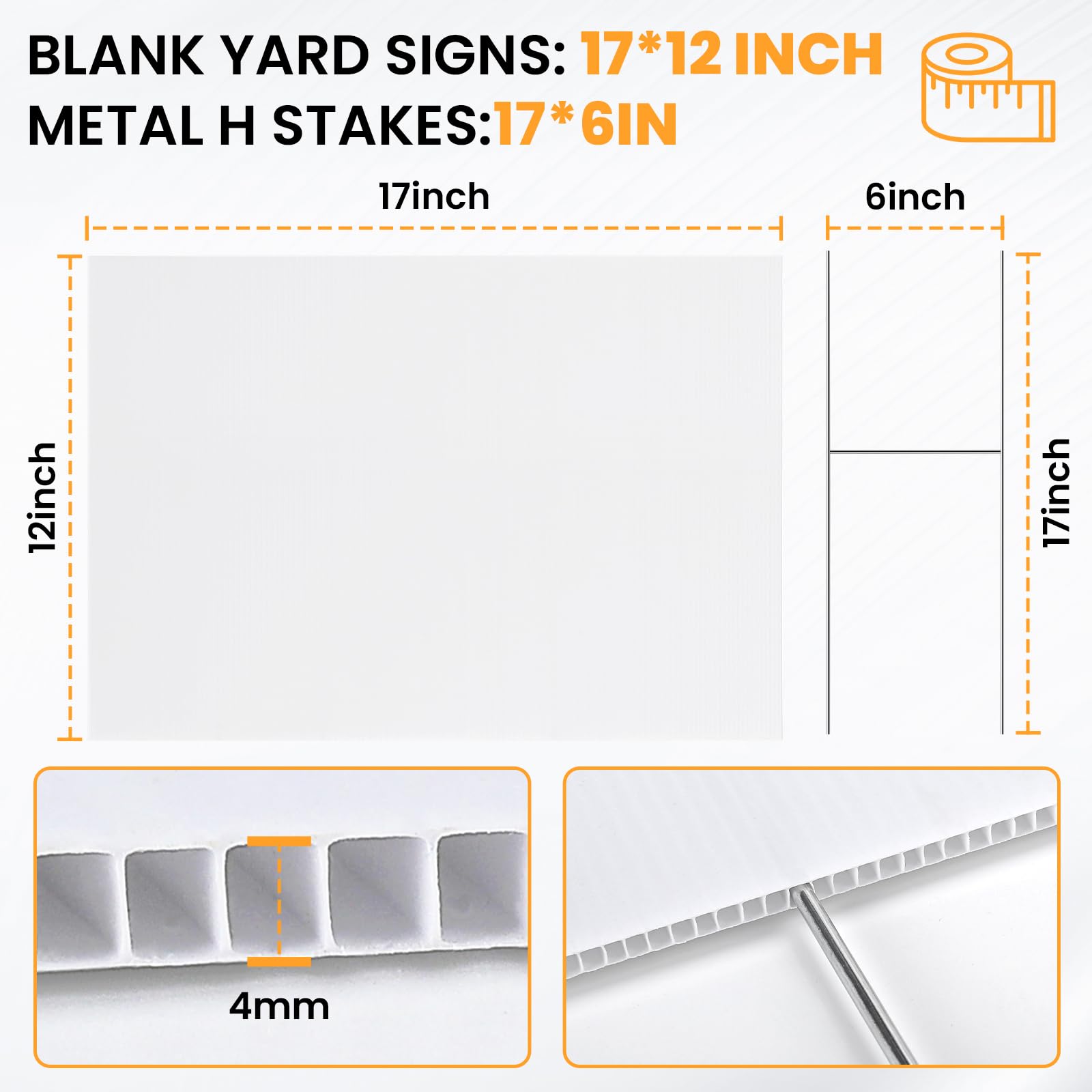 Close-up of AstrivixDD corrugated plastic yard sign, white