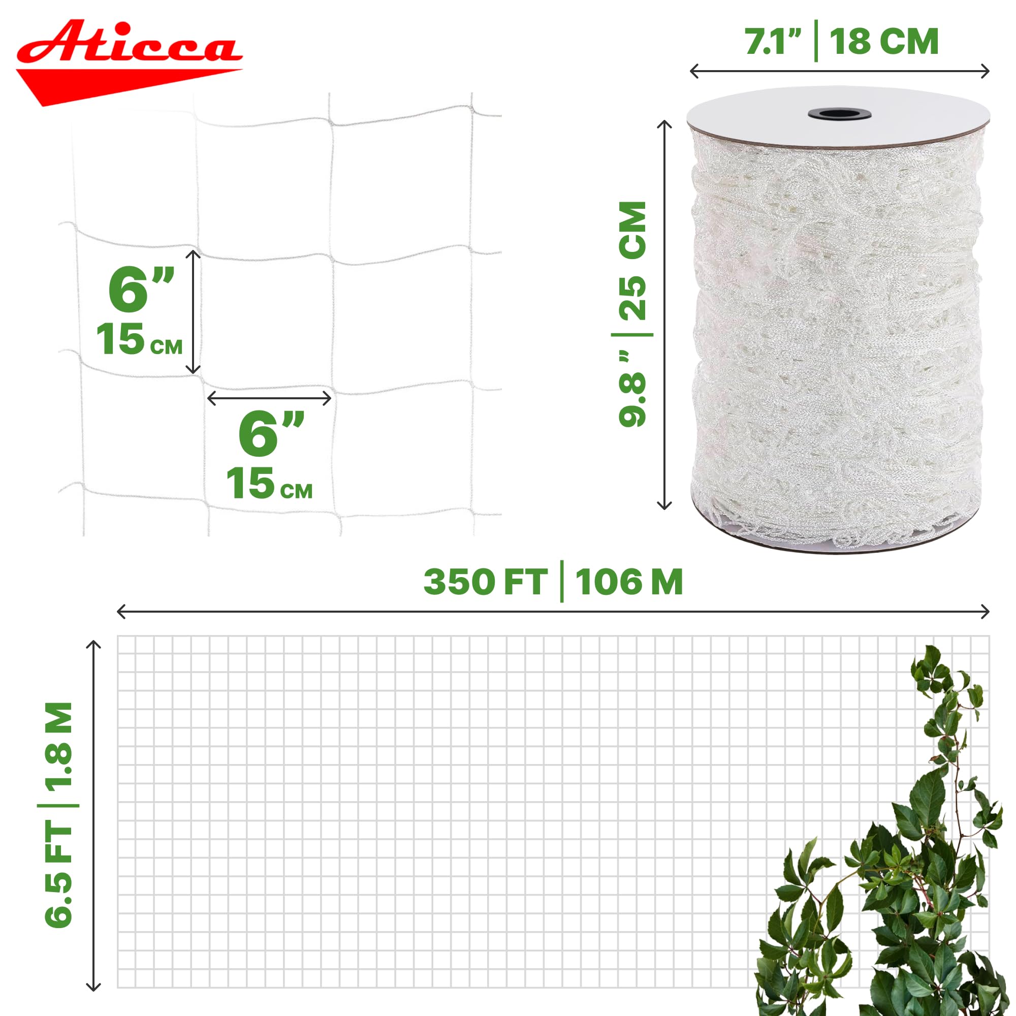 Close-up of Aticca trellis netting 6-inch mesh
