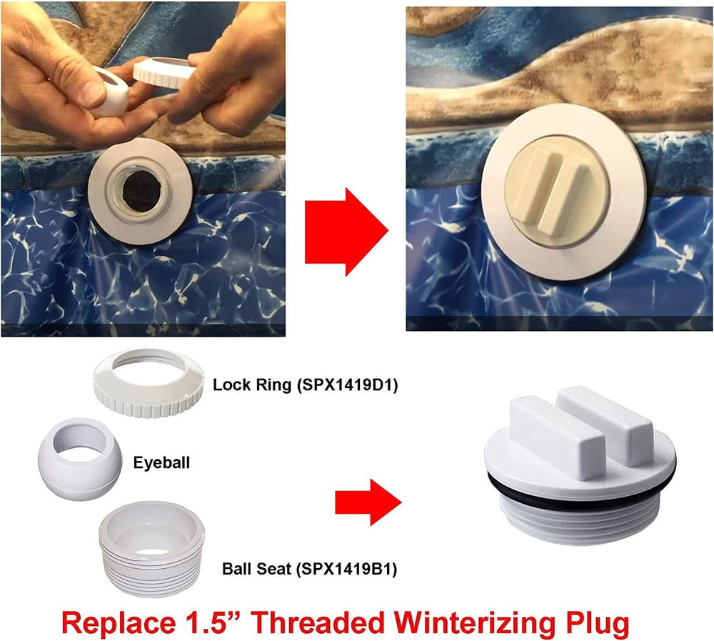 Close-up of ATIE 1.5-inch threaded pool plug