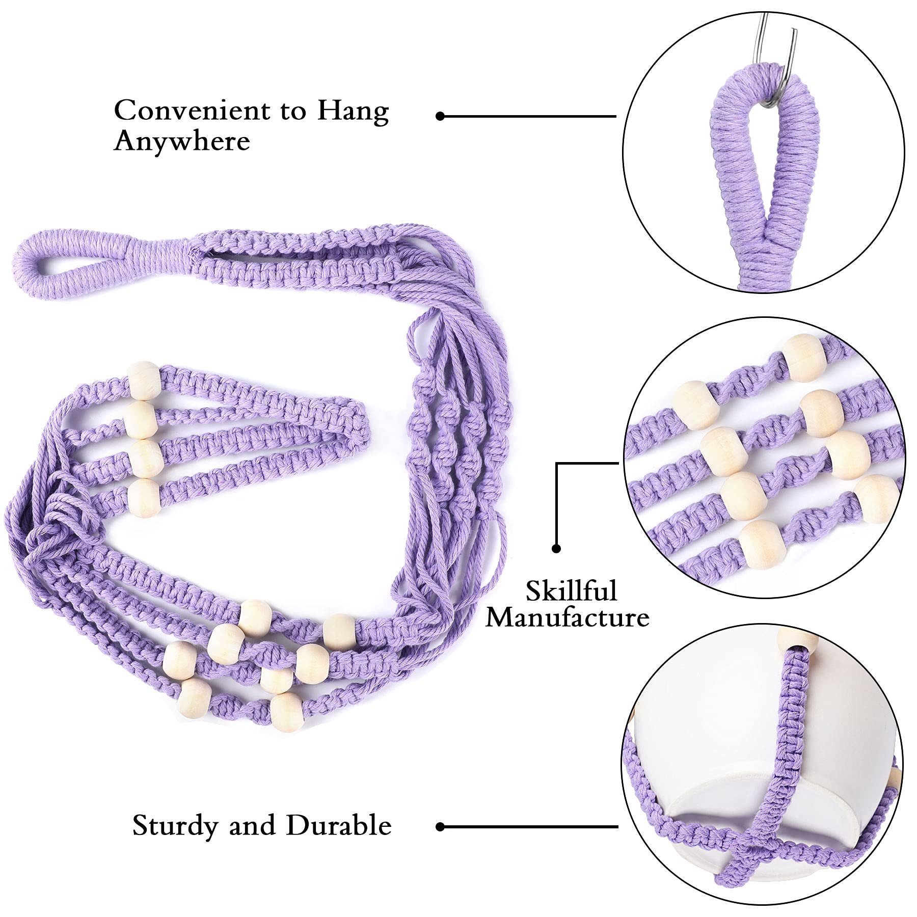 Close-up of Augshy Macrame Hanging Planter showing the cotton material