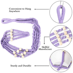 Close-up of Augshy Macrame Hanging Planter showing the cotton material