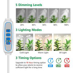 Close-up of Aumtrly grow light's flexible gooseneck and dual head