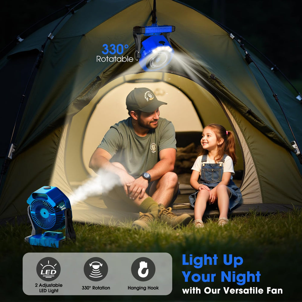 Close-up of Ausic Misting Fan LED light feature