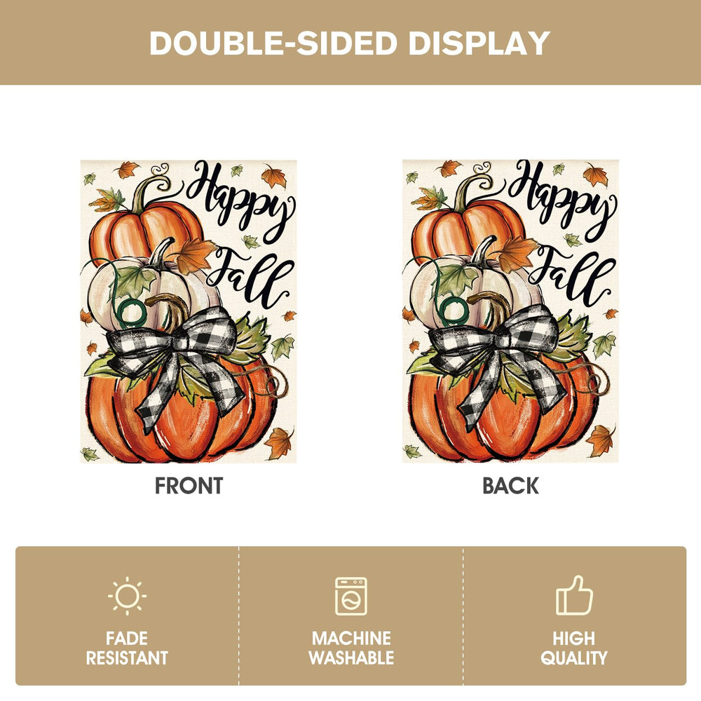 Close-up of AVOIN Happy Fall House Flag stitching details