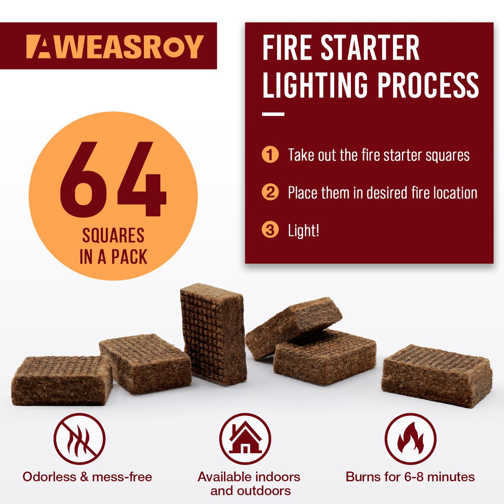 Close-up of AWEASROY Fire Starter Squares showing brown square