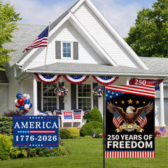Close-up of Aymolas 250th Anniversary USA Garden Flag design
