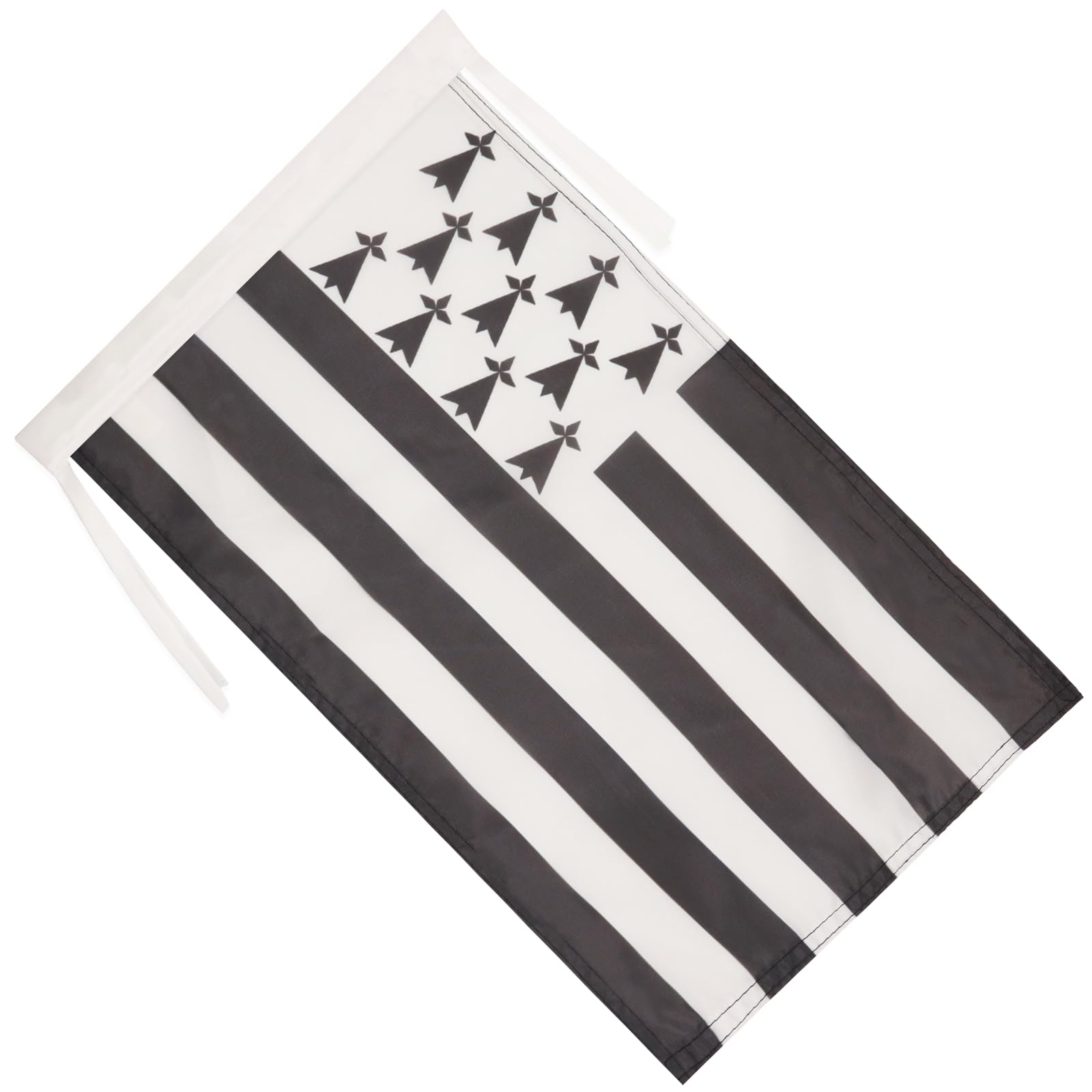 Close-up of AZ FLAG Brittany Flag showing hanging cords and seams
