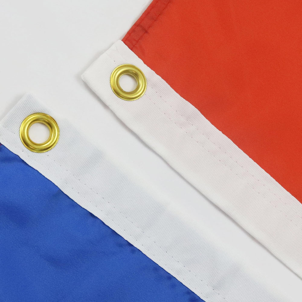 Close-up of AZ FLAG Netherlands Flag showing reinforcement seams