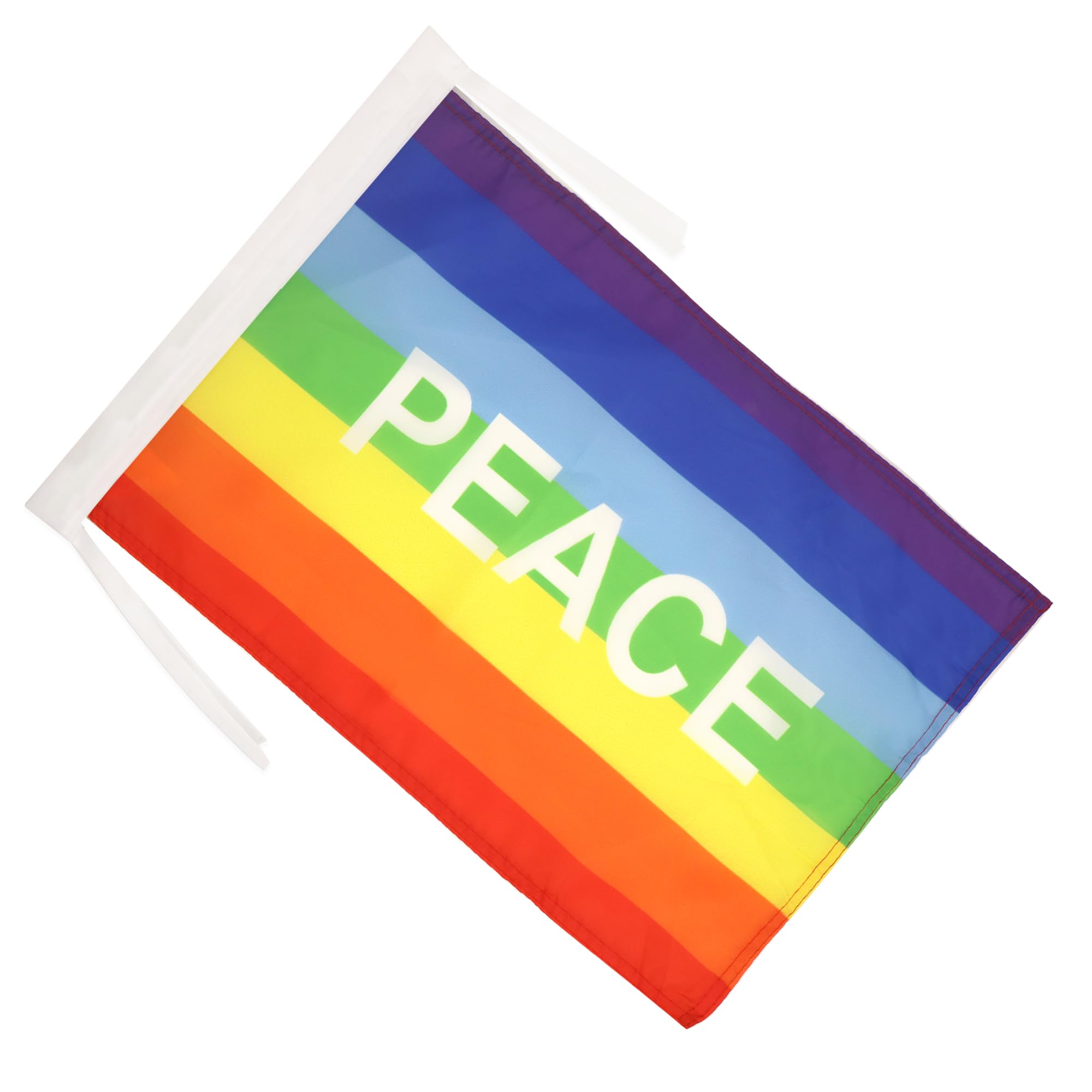 Close-up of AZ FLAG Rainbow Peace Letter Flag seams and cords