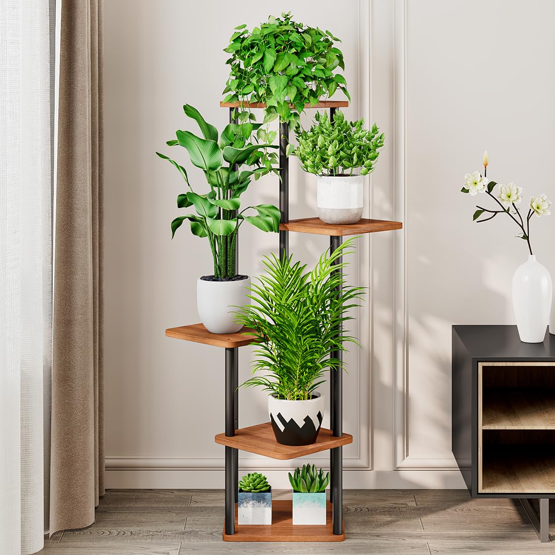 Close-up of AZERPIAN 5 Tier Tall Plant Stand materials