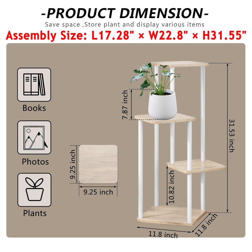 Close-up of AZERPIAN plant stand materials showing metal and MDF