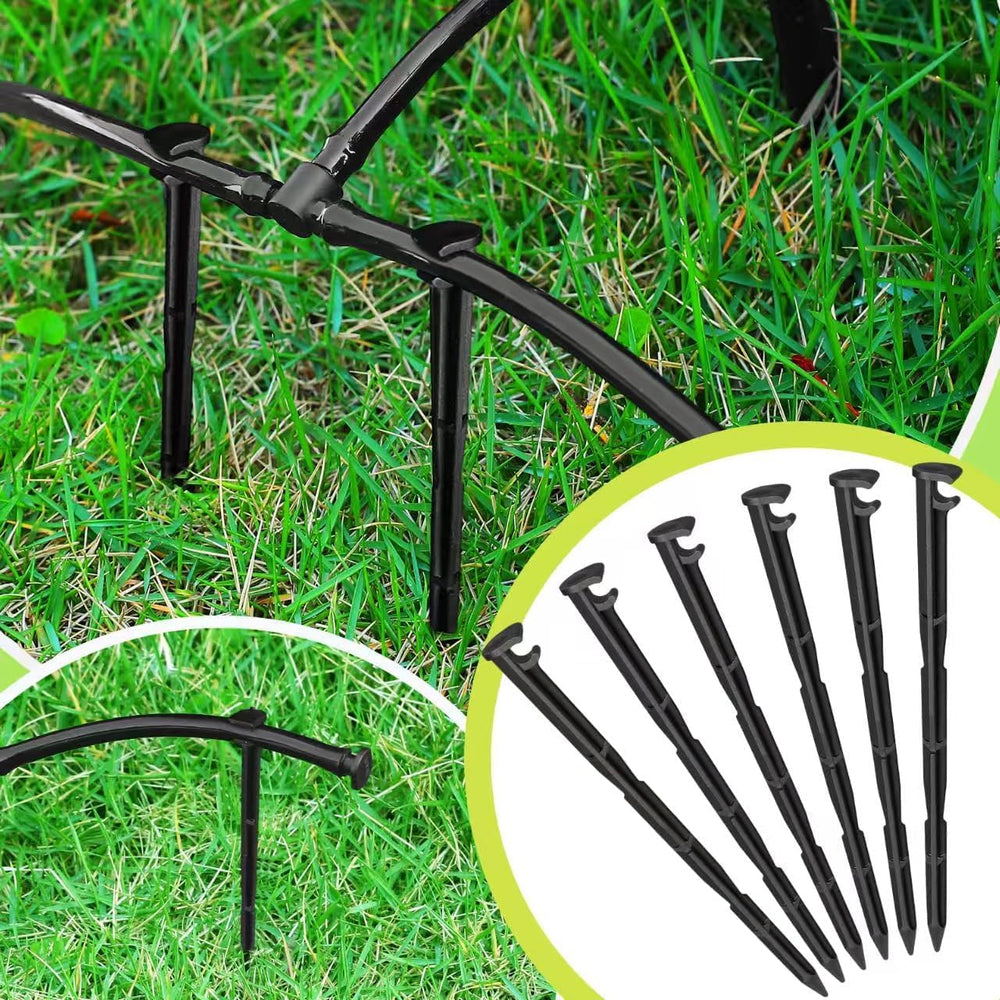 Close-up of Balter-D irrigation drip support stakes in use