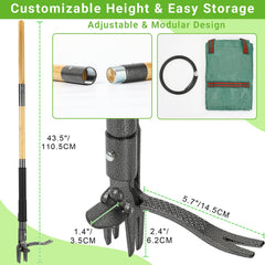 Close-up of Bamda Weed Puller Tool's 4-claw steel head