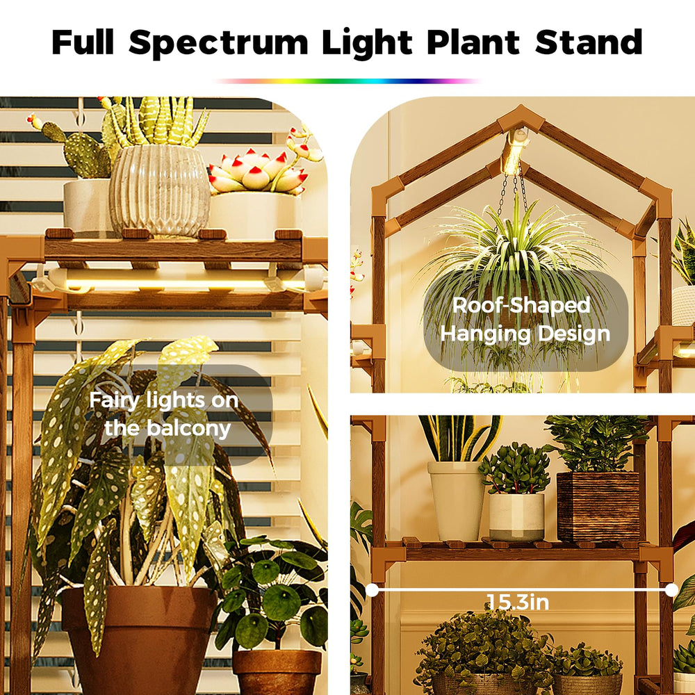 Close-up of Bamworld Plant Stand's grow light feature