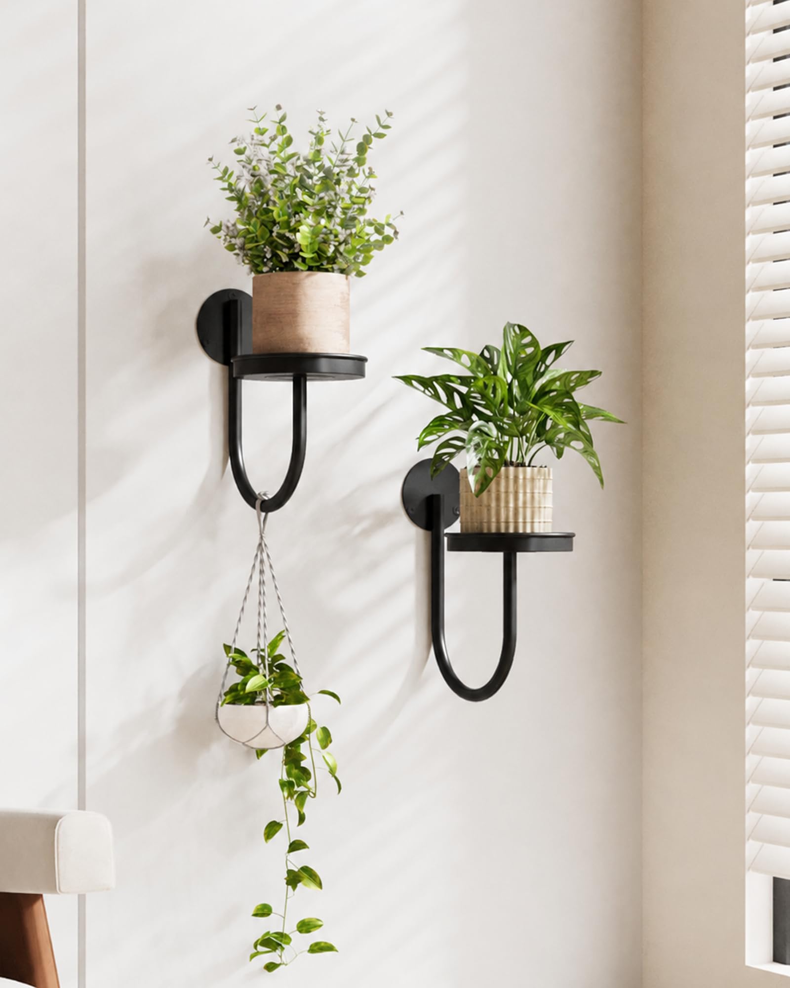 Close-up of Bamworld Wall Plant Holder's tray and raised rim