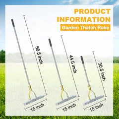 Close-up of BARAYSTUS Thatch Rake adjustable stainless steel handle