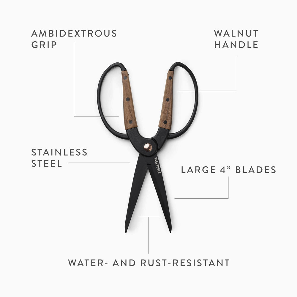 Close-up of Barebones Garden Scissors stainless steel blades