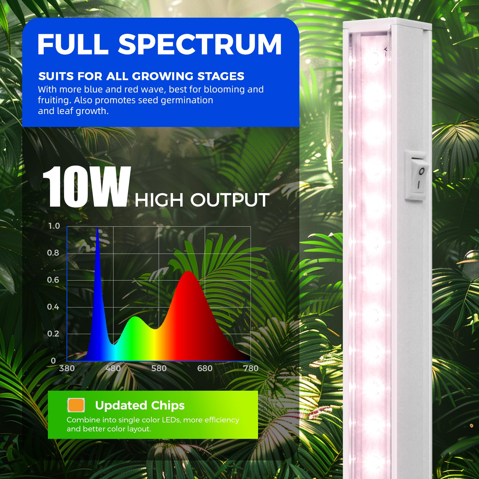 Close-up of Barrina 2ft Grow Light LED bulbs