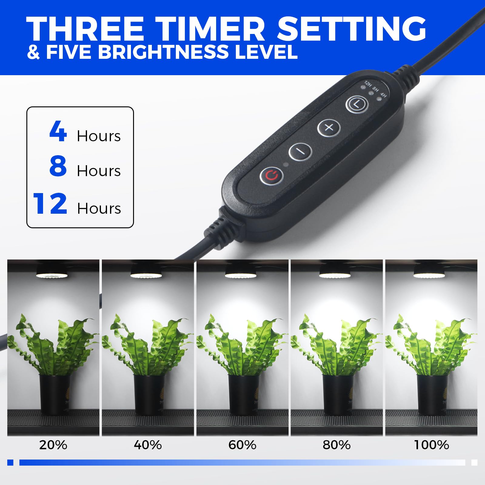 Close-up of Barrina Puck Grow Light timer settings
