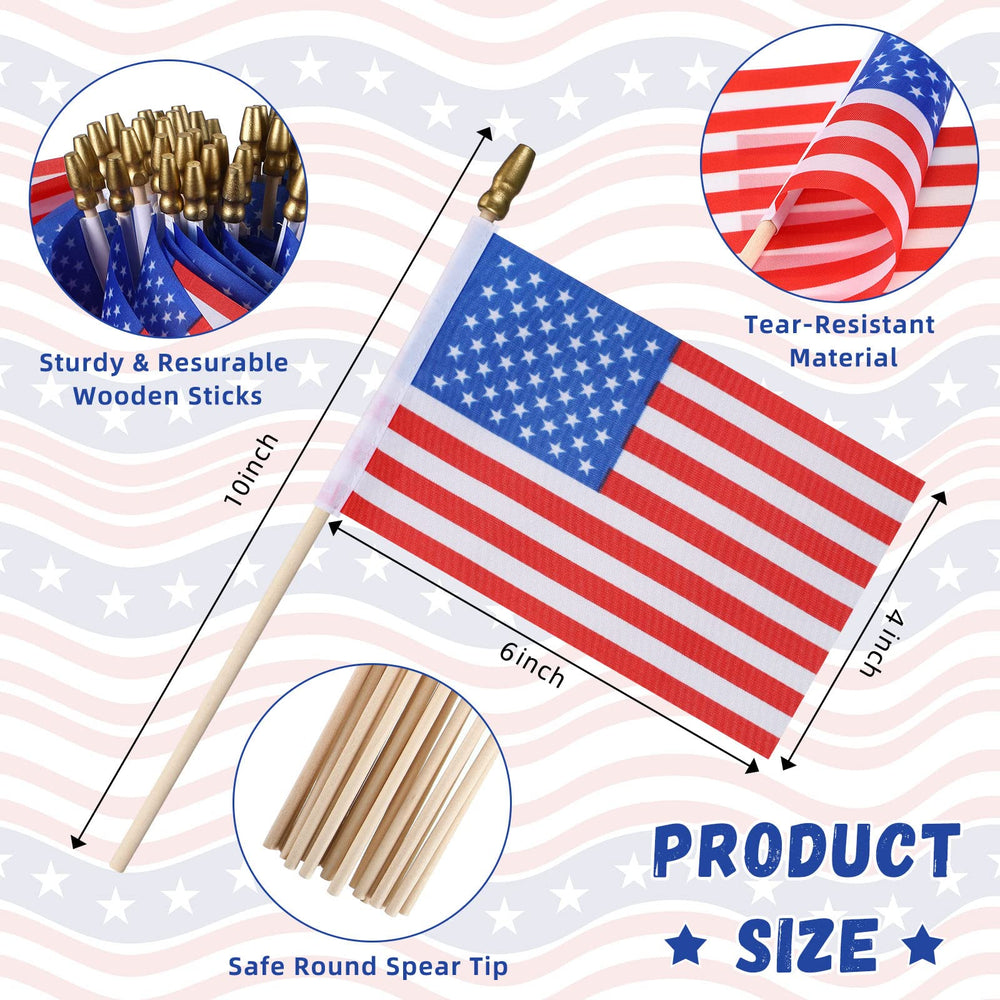 Close-up of Batiyeer mini American flag with golden spear top