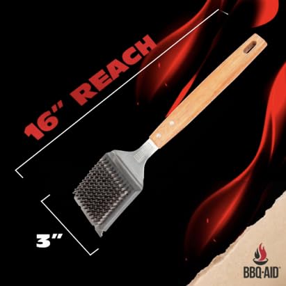 Close-up of BBQ-Aid Grill Brush bristles and scraper