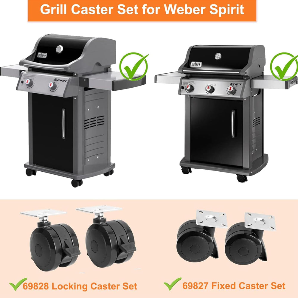 Close-up of BBQ Future locking caster wheel