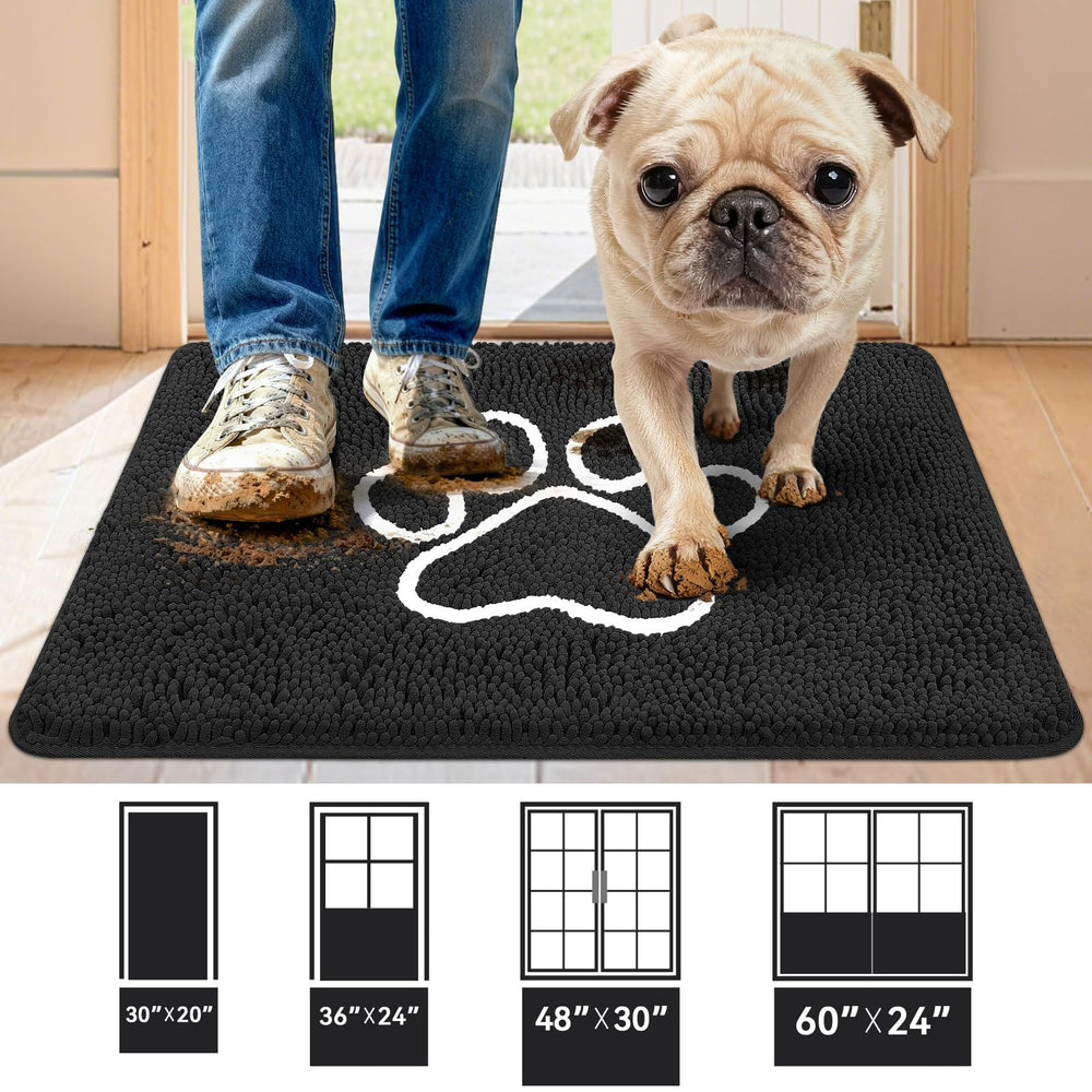 Close-up of Bcoimo Dog Door Mat showing soft chenille texture