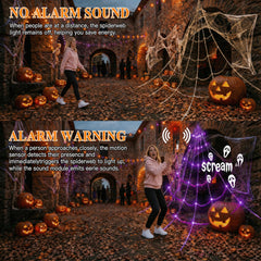 Close-up of BEABOO spider web lights with motion sensor