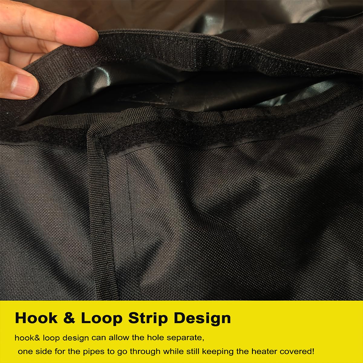 Close-up of BeadChica Pool Heater Cover hook-and-loop design