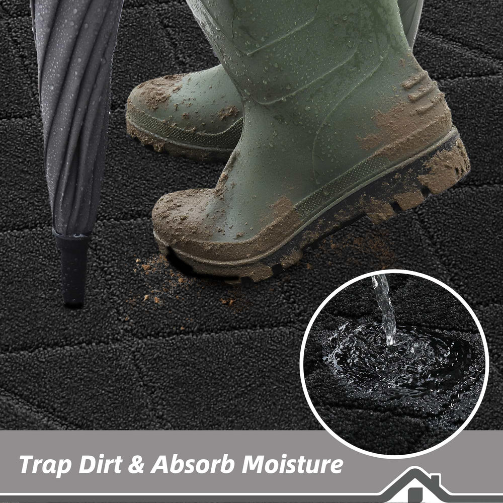 Close-up of BEQHAUSE Dirt Trapper Door Mat's geometric pattern