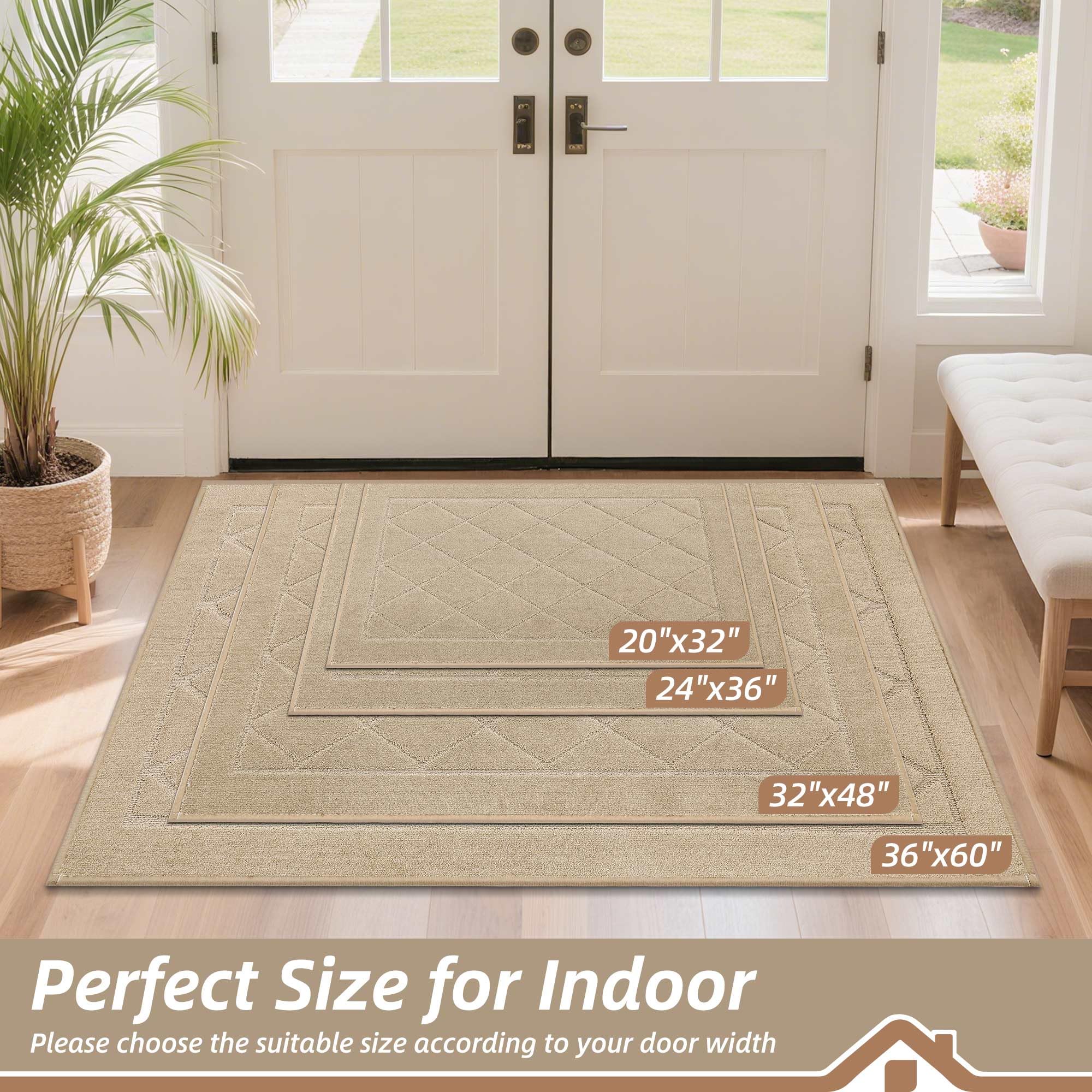 Close-up of BEQHAUSE door mat texture and geometric pattern