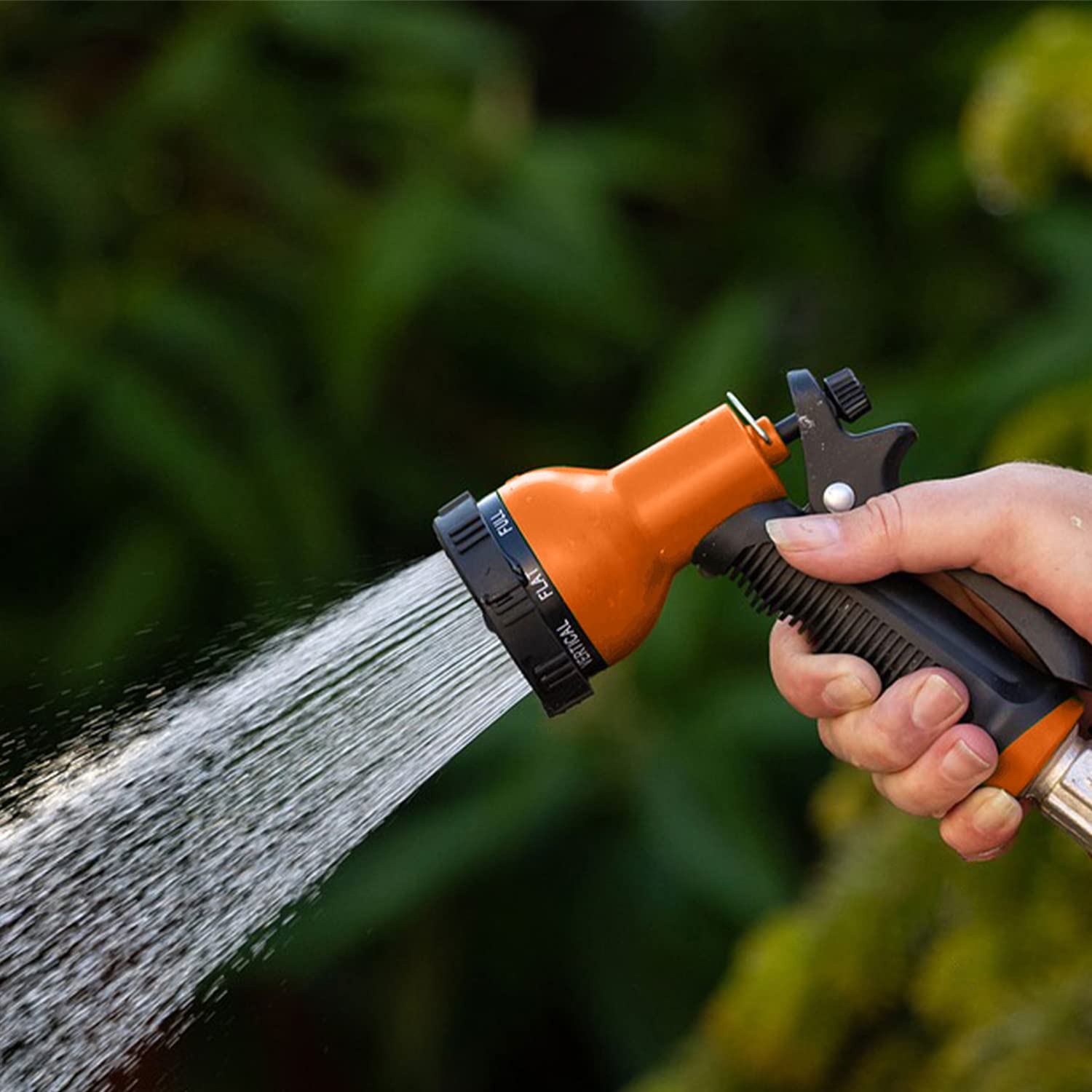 Close-up of Besiter Garden Hose Nozzle showing ten spray patterns
