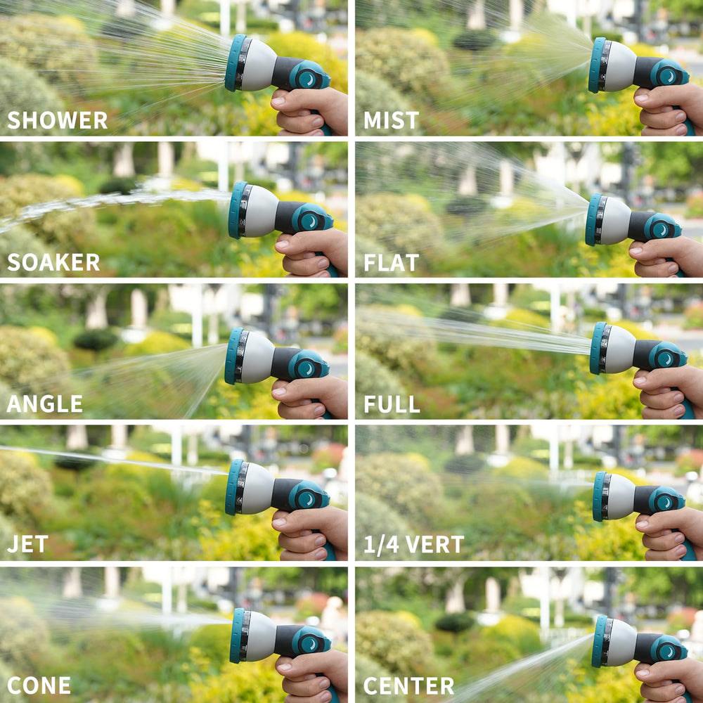 Close-up of Besiter Hose Nozzle's adjustable sprayer patterns