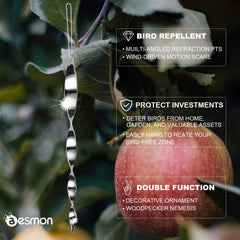 Close-up of Besmon reflective scare rod with elastic rope