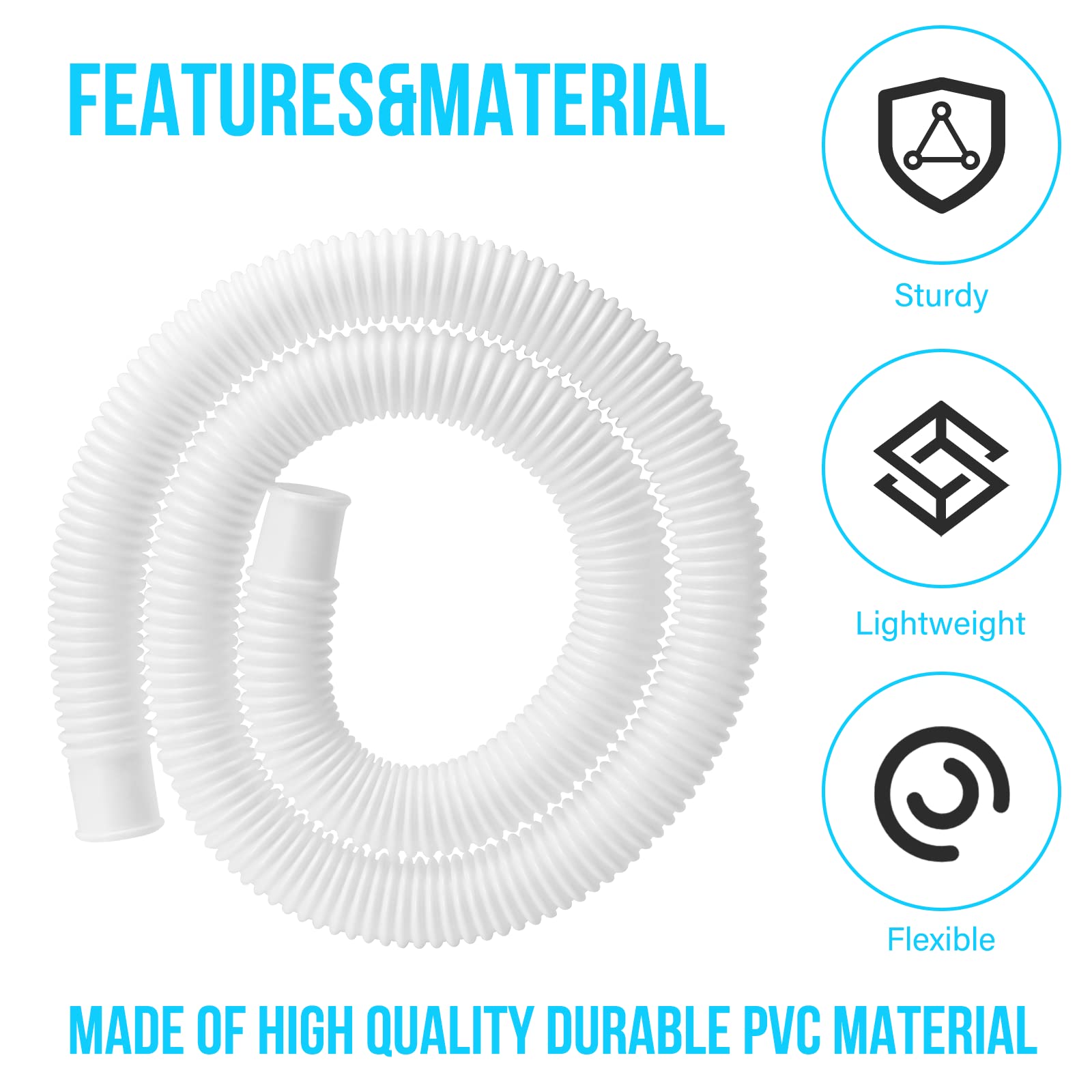Close-up of BEWAVE pool hose fittings and compatibility