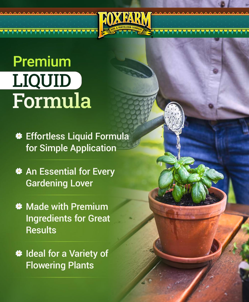 Close-up of Big Bloom fertilizer bottle from FoxFarm Soil Liquid Trio Pack