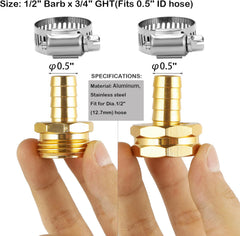 Close-up of BILAL aluminum connectors from the hose repair kit