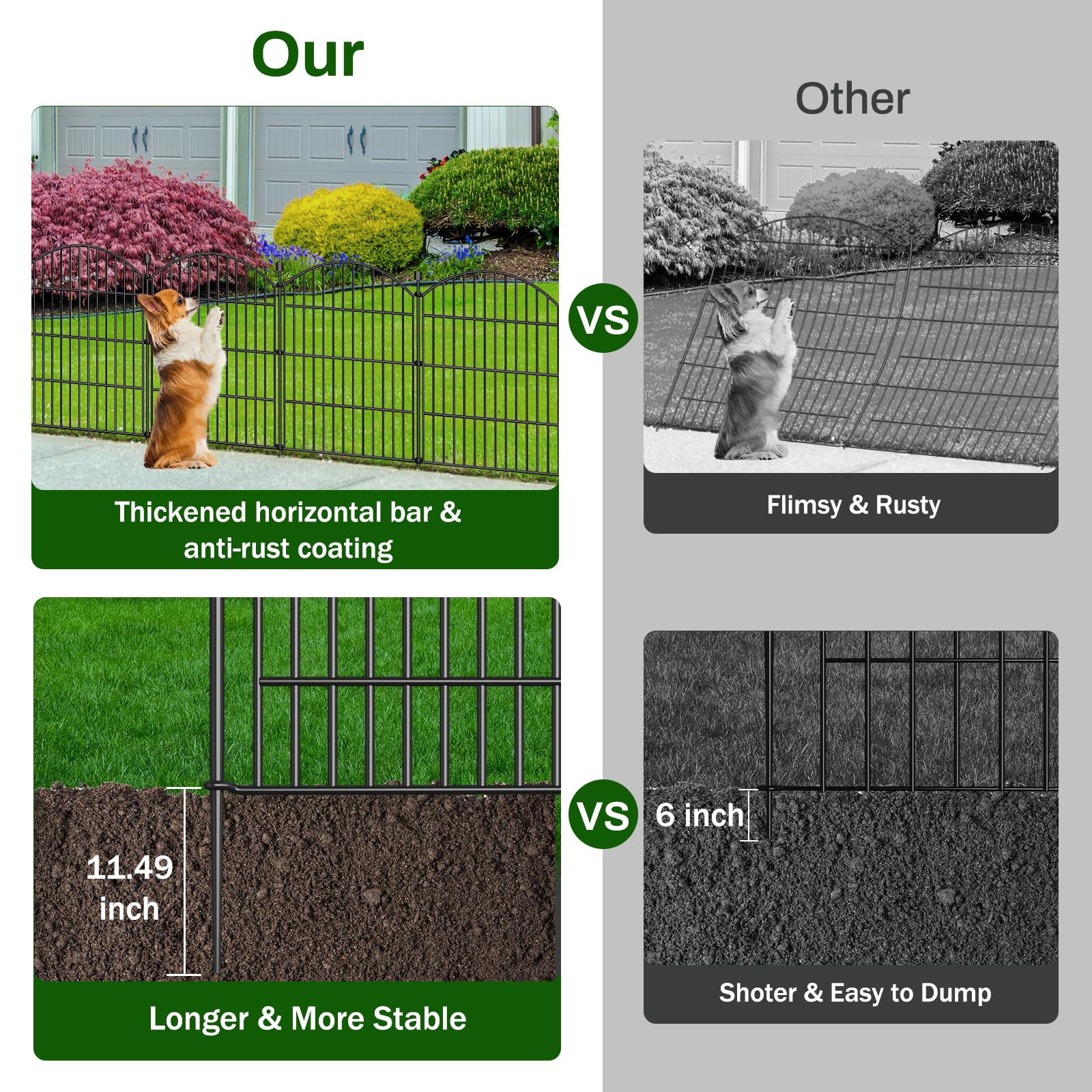 Close-up of Bilibompa garden fence ground stake installation