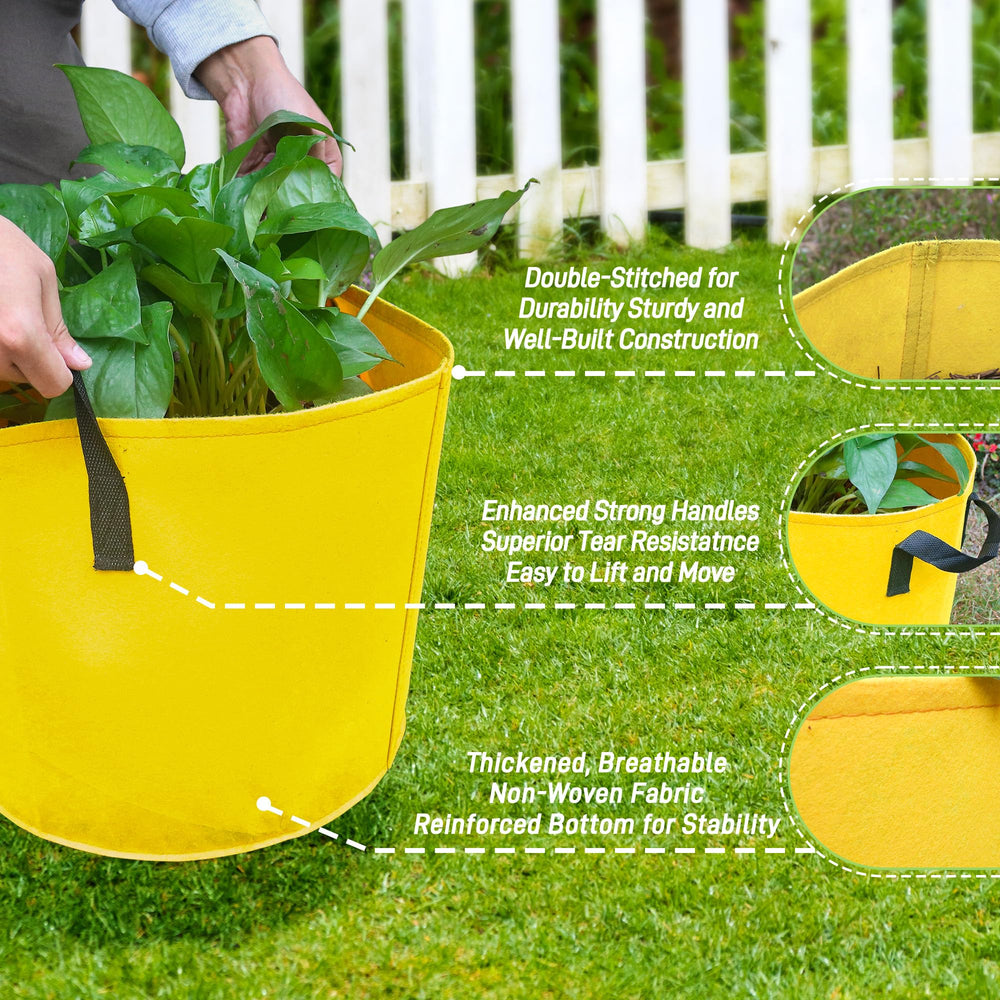 Close-up of Biotolot grow bag handles for easy transport