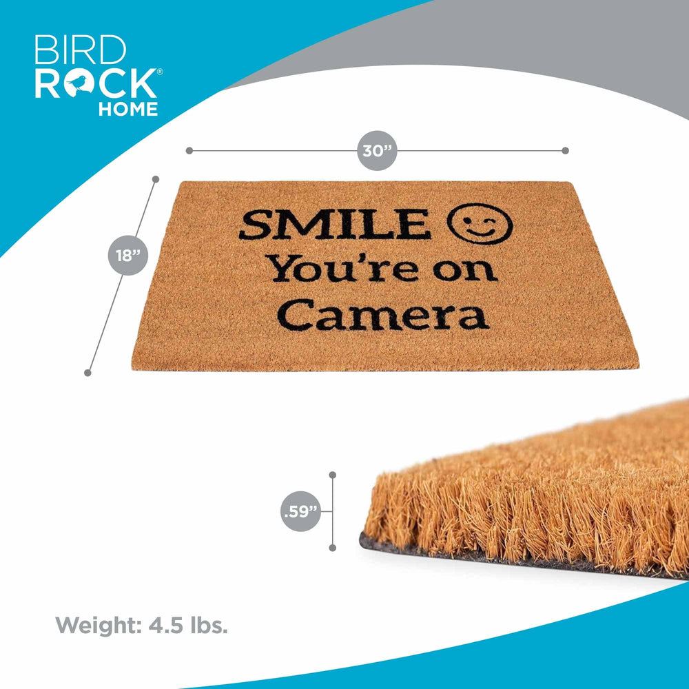 Close-up of BIRDROCK HOME Doormat showing natural coconut coir material