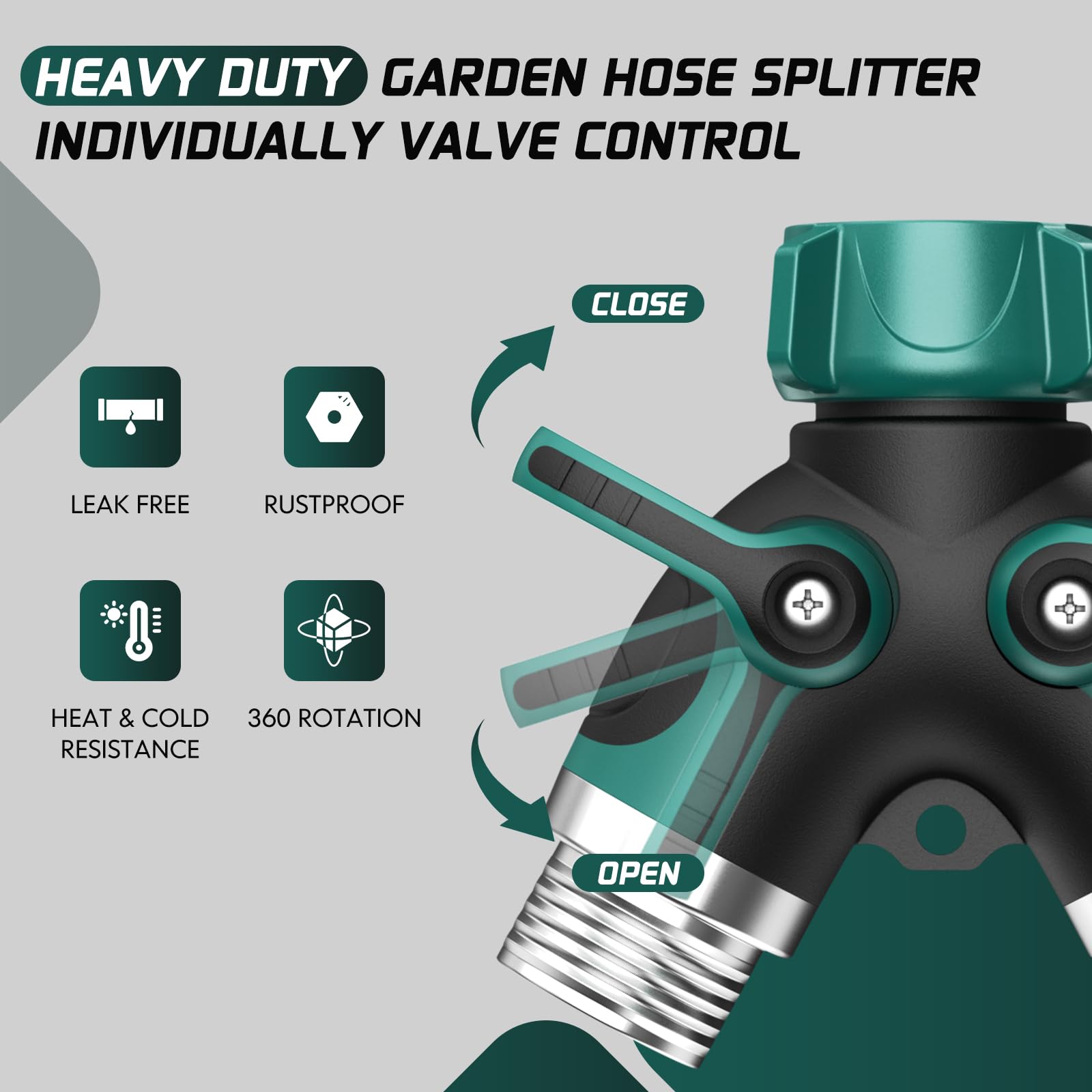 Close-up of BKV 2 Way Garden Hose Splitter metal threads