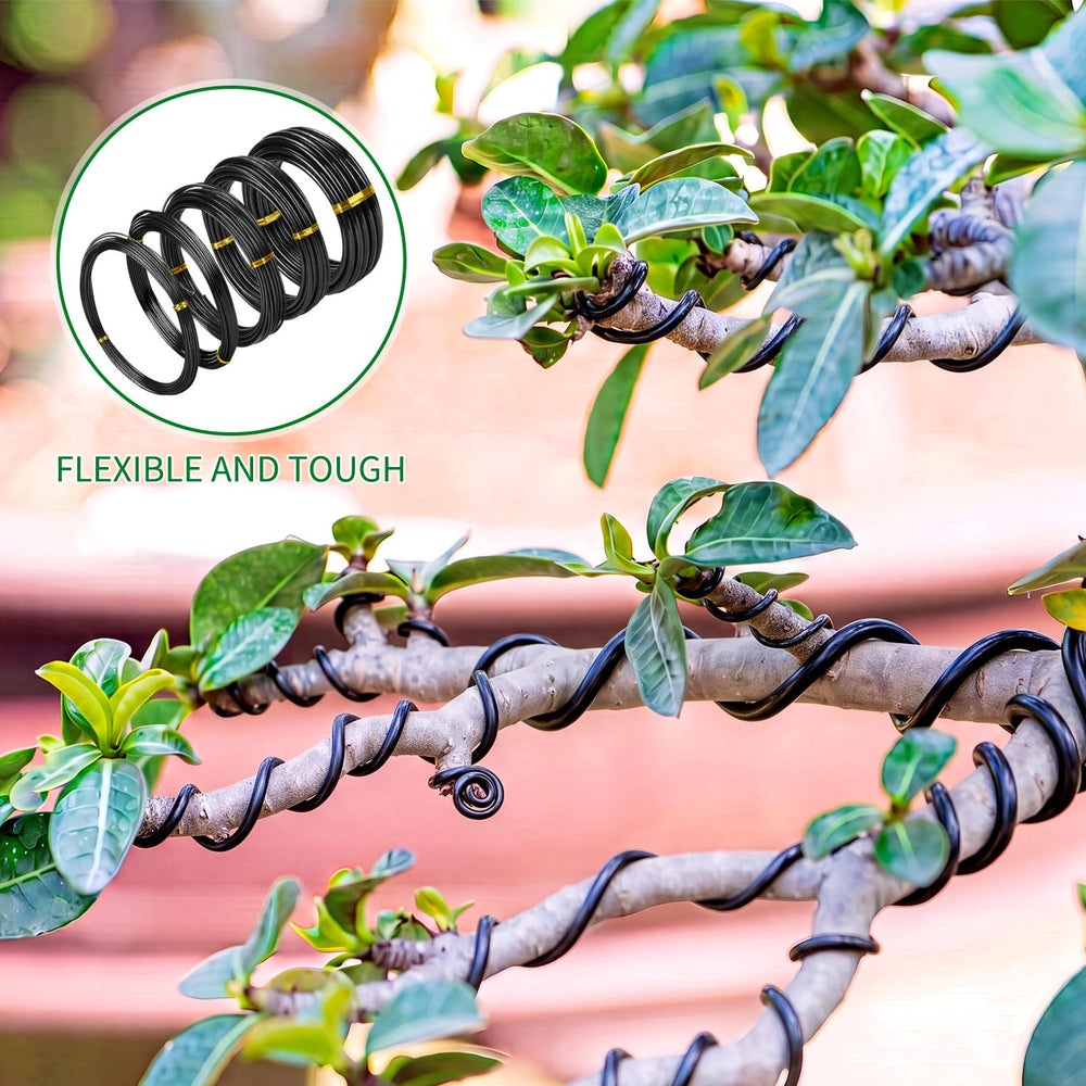 Close-up of black 6mm aluminum bonsai wire