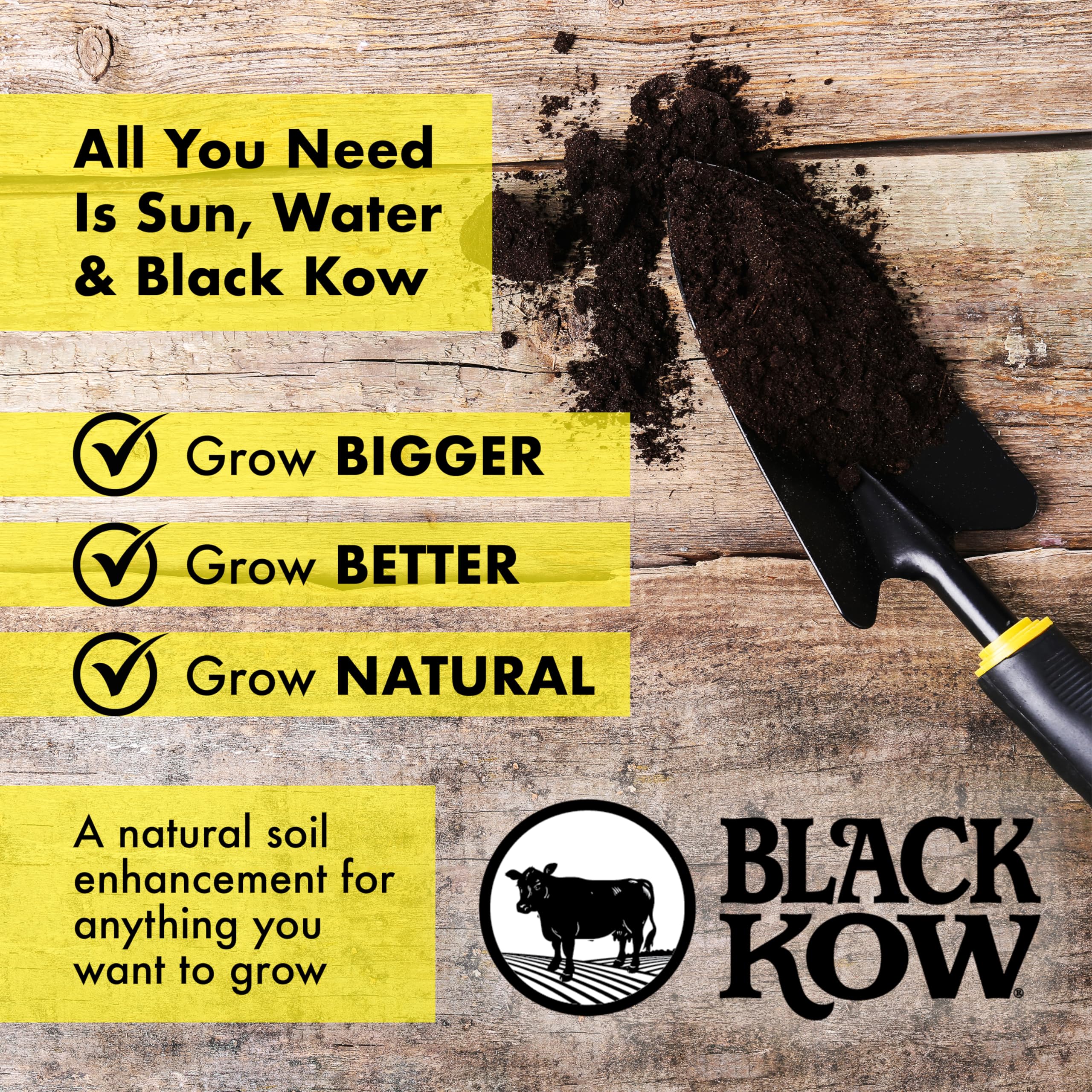 Close-up of Black Kow Cow Manure Fertilizer granules