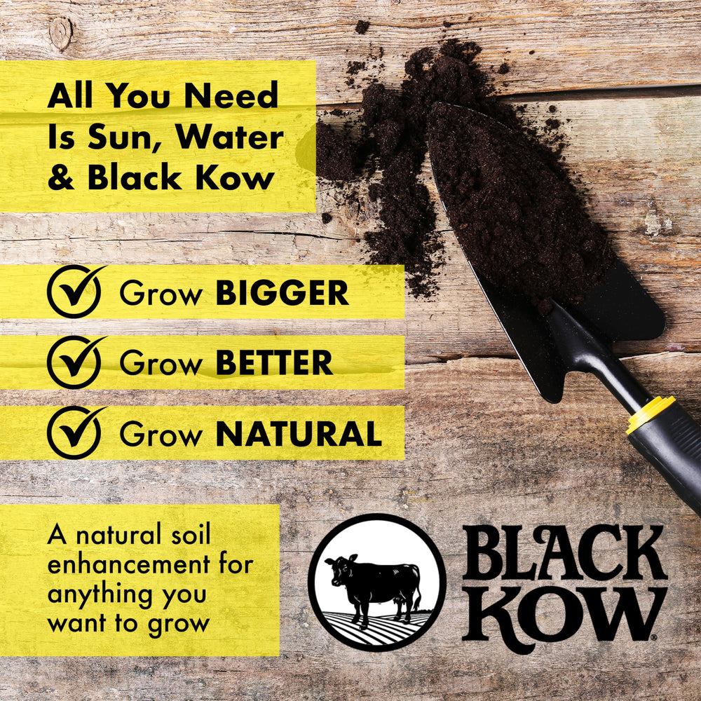 Close-up of Black Kow Cow Manure Fertilizer granules