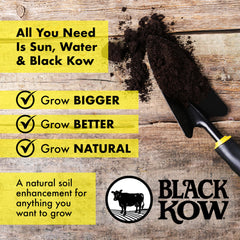 Close-up of Black Kow Cow Manure Fertilizer granules
