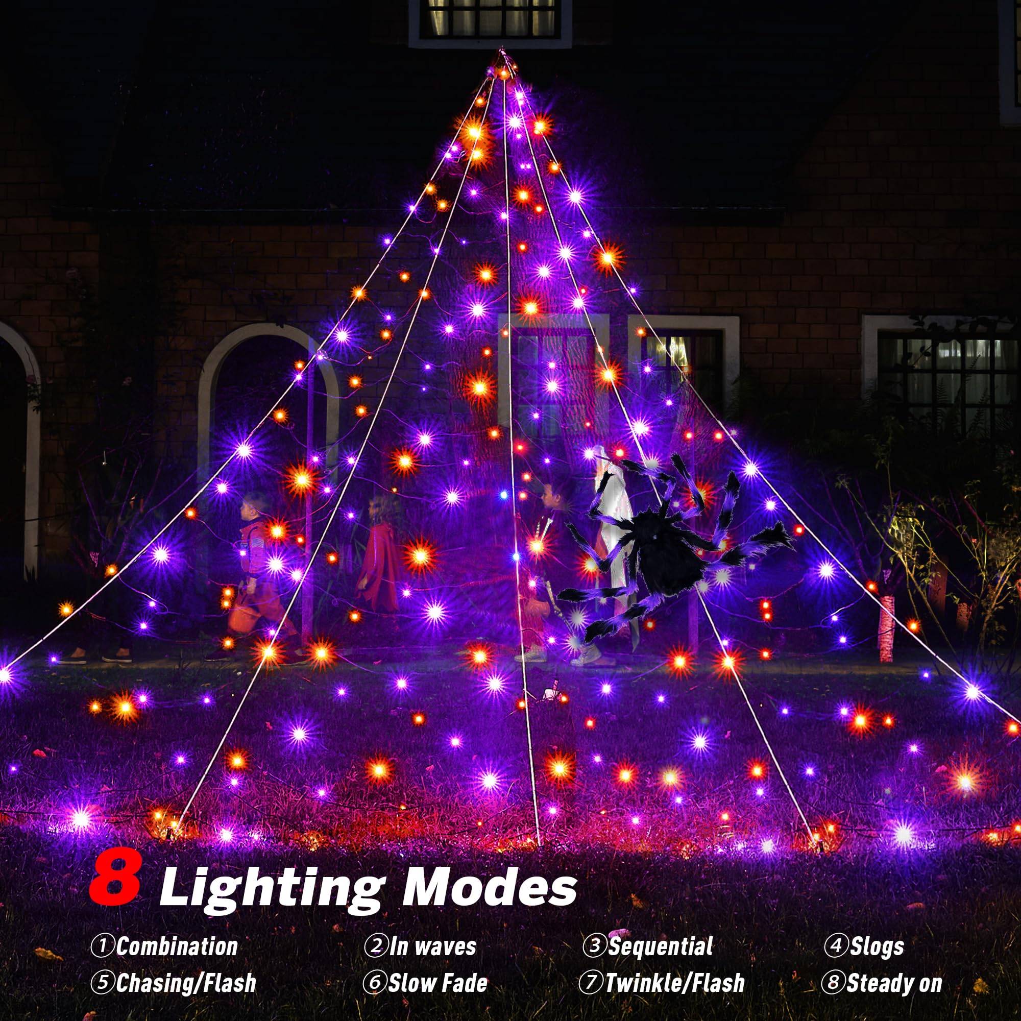 Close-up of BlcTec spider web showing purple and orange lights