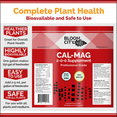 Close-up of Bloom City Cal-Mag Fertilizer label