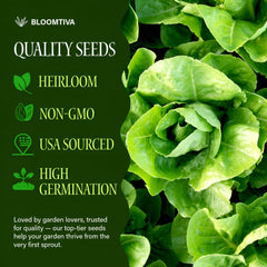 Close-up of Bloomtiva Romaine Lettuce Seeds in packaging